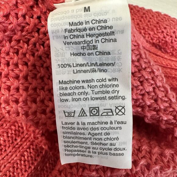 J Crew Sweater Women Medium Linen Coral Relaxed Beach Crewneck Coastal Relaxed - Picture 12 of 14
